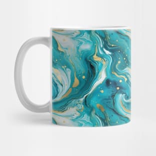 Turquoise and Gold Liquid Marble Texture Mug